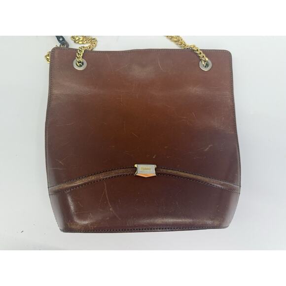 BALLY Medium Leather Purse Bag | Gold Chain Strap | Logo Tote | Made in Italy - Picture 4 of 10